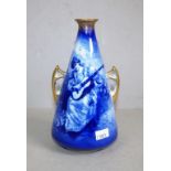 Royal Doulton blue children twin handle vase