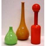Three various Scandinavian style glass vases