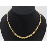 14ct yellow gold graduated rope chain necklace