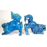 Near pair Chinese ceramic temple dogs