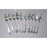Two sets Dutch silver coffee spoons