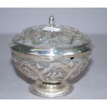 Early Indonesian silver lidded bowl