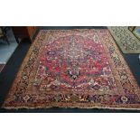 Antique Heriz hand woven wool rug