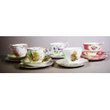 Five various English ceramic trios