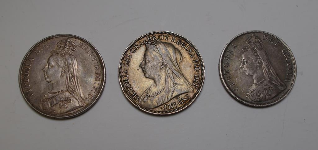 Two Queen Victorian crowns and a double florin - Image 2 of 2