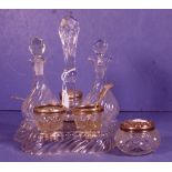 Dutch silver & crystal vintage condiment cruet