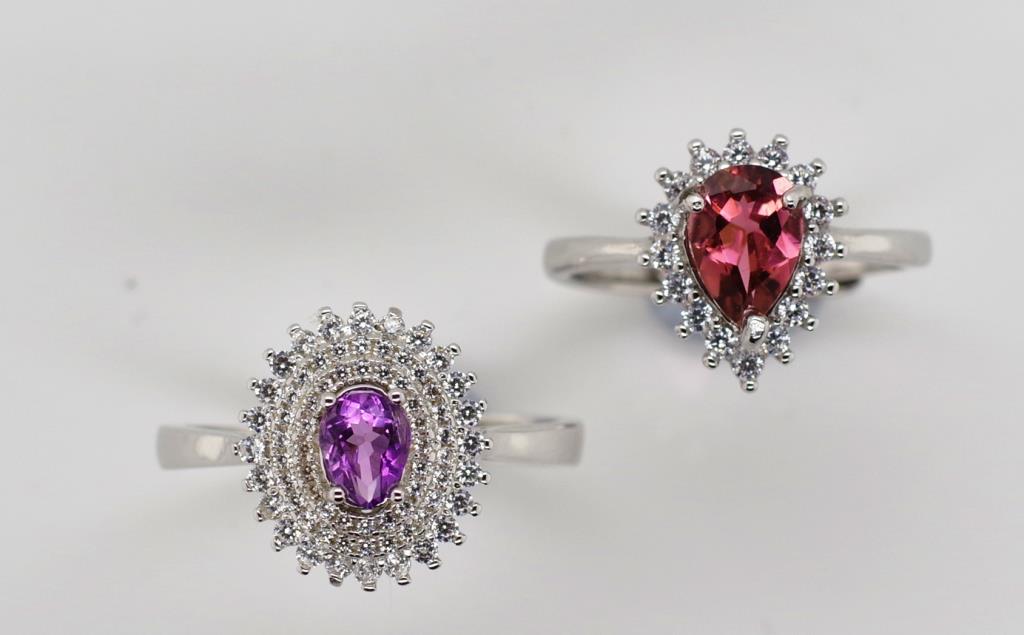 Two ladies halo rings