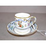 Antique French porcelain coffee cup & saucer