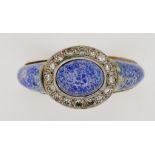 14ct gold, blue stone & diamond halo ring