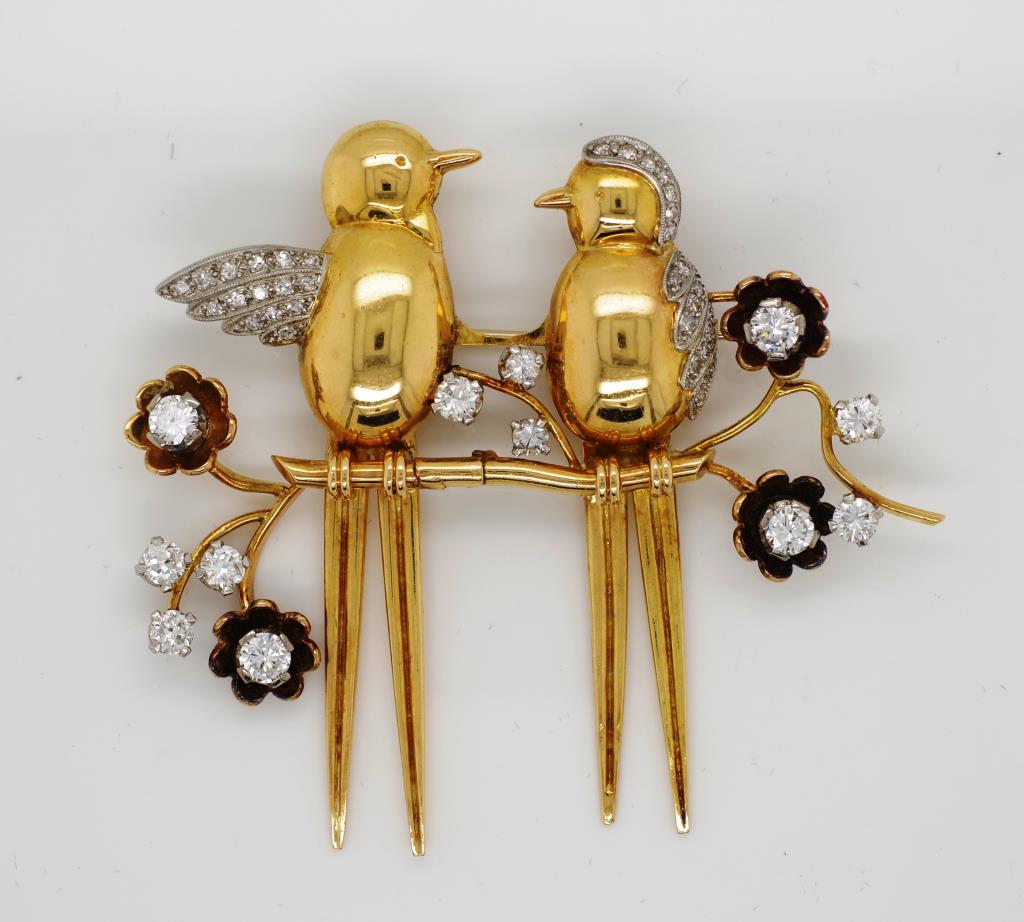 18ct Gold and Diamond set bird brooch