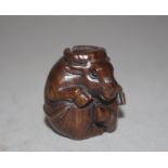 Chinese carved timber ox netsuke