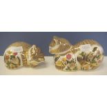 Two Royal Crown Derby "Cat" paperweights