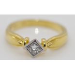 Princess cut diamond & two tone gold ring