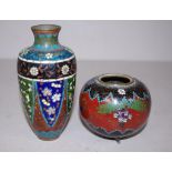 Two various vintage Japanese cloisonne vases