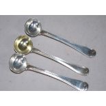 Three Georgian sterling silver salt spoons