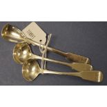 Three Georgian sterling silver condiment spoons