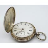 Sterling silver full hunter pocket watch