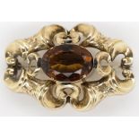 9ct yellow gold and citrine brooch