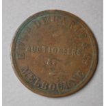 1855 Penny Token E. De Carle & Co Auctioneers