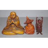 Three various Chinese carved wood figures