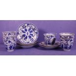 Six Chinese 18th C export blue & white tea bowls