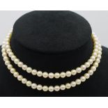 Double strand cultured pearl choker necklace