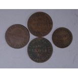 Four 19th century Tasmanian trade tokens