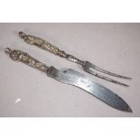 Antique hallmarked Dutch silver handle carving set