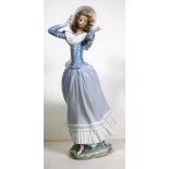 Lladro woman in blue dress figure