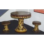 Chinese ceramic table and 2 stools