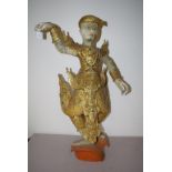 Vintage Thai carved wood deity figure