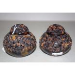 Two Chinese small tortoiseshell lidded jars