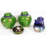 Four various Chinese cloisonne lidded bowls