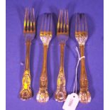 Set four Victorian sterling silver entree forks
