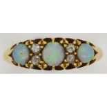 Antique Victorian 18ct gold opal and diamond ring