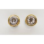 18ct white and yellow gold diamond stud earrings