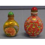 Two Chinese polychrome snuff bottles