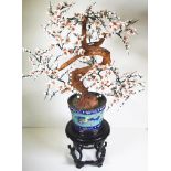 Pair good Chinese carved jade blossom trees