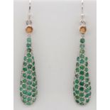 Emerald sterling silver and 9ct gold earrings