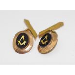 Pair of gold & onyx Masonic cufflinks