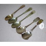Five various vintage silver spoons