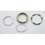 A collection of sterling silver bangles