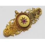 Victorian 15ct gold, diamonds and ruby brooch