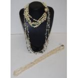 Three various vintage pearl necklaces