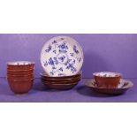 Five 18th C: Chinese export blue & white tea bowls