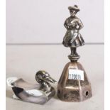 Sterling silver duck form napkin ring