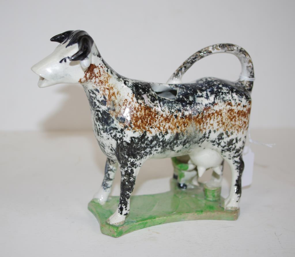 Georgian ceramic cow creamer jug - Image 3 of 4