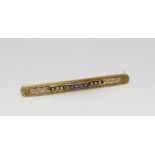 14ct gold & aquamarine bar brooch or tie pin