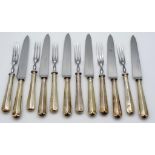 Set for six sterling silver fruit knives and forks