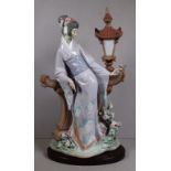 Large Lladro Geisha girl and lantern figurine